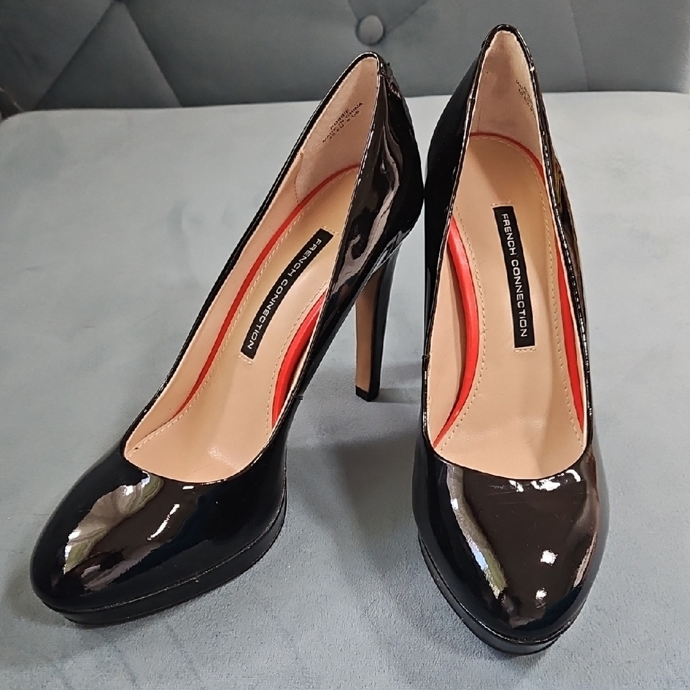 French Connection Glossy Black Heels